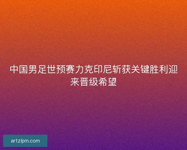 中国男足世预赛力克印尼斩获关键胜利迎来晋级希望